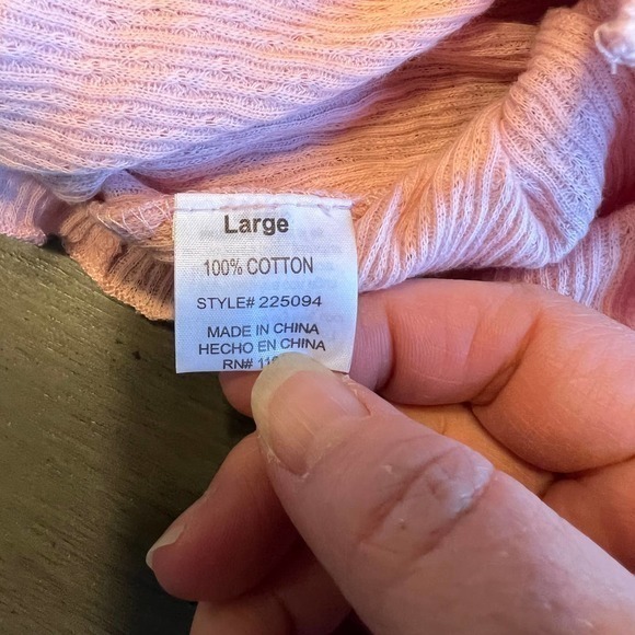 POOF New York Pink Ribbed Button-Up Cardigan Long Sleeve Ruffle Trim Size L - Picture 4 of 8